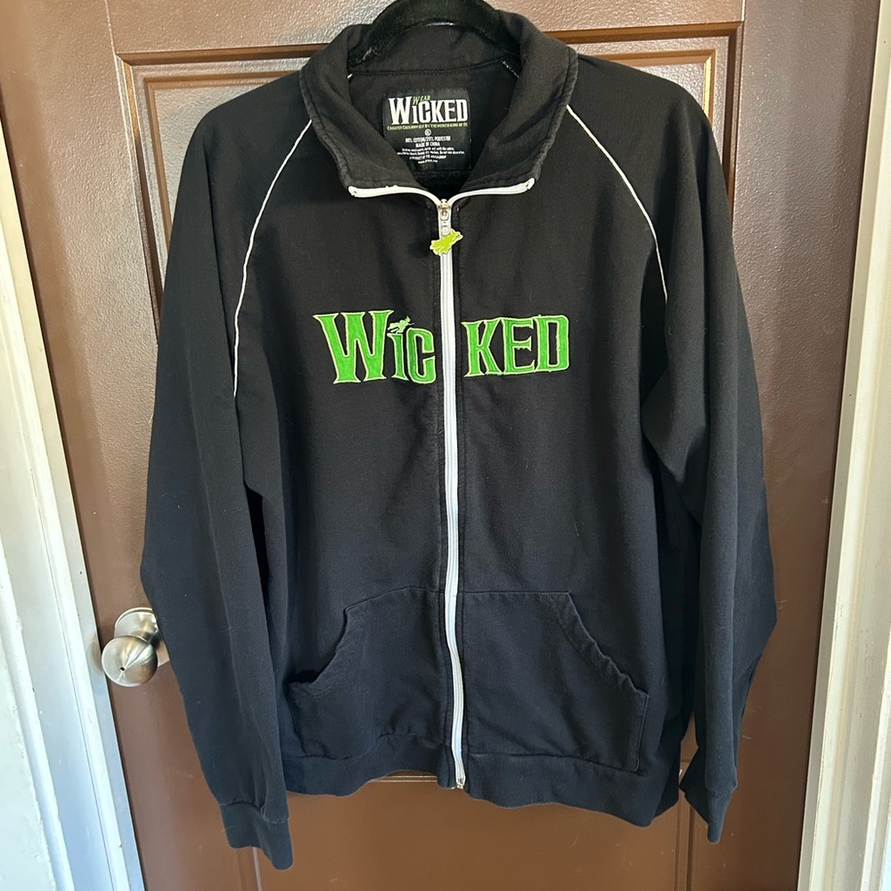 Wicked Black and Green Women's Full Zip Embroidered Musical Theatre Broadway Oz